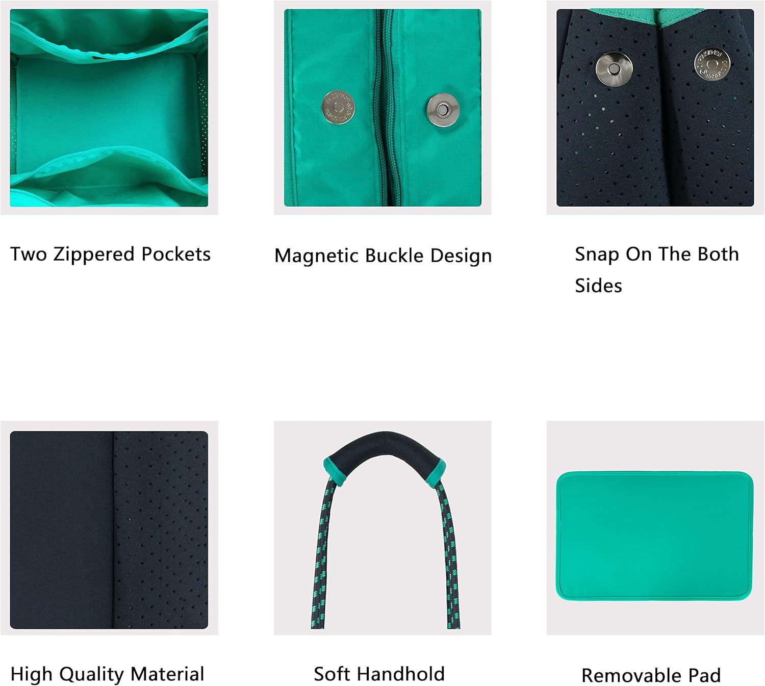 QOGiR Neoprene Multipurpose Beach Bag Tote with Inner Zipper Pocket … … … … - Image 6