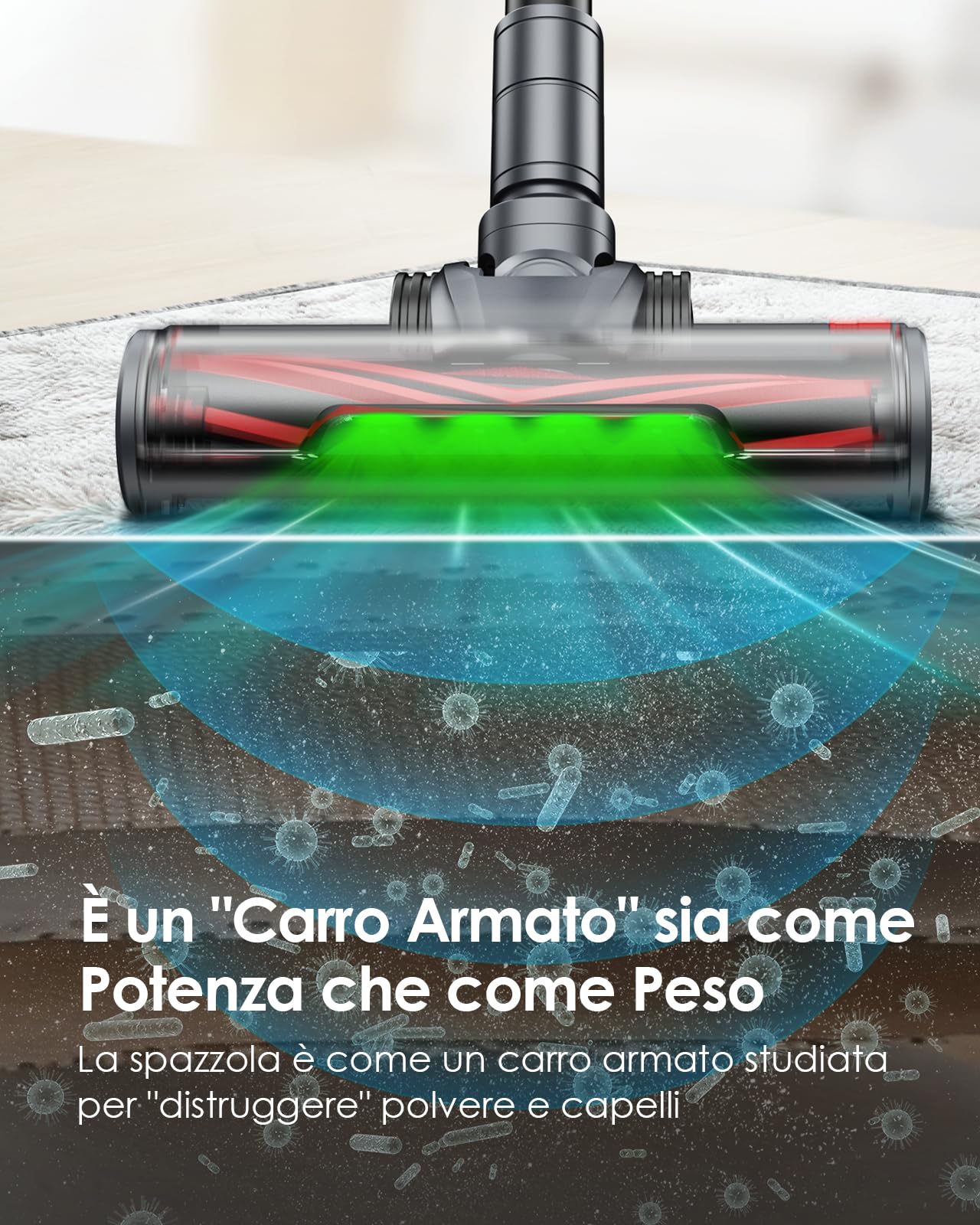 Linkifly A11 Aspirapolvere Senza Fili, 48Kpa Potente Aspirazione, con Tecnologia Ciclonica & Anti-groviglia, 60 Min Autonomia, Adatto per Parquet, Tappeti, Piastrelle e Moquette