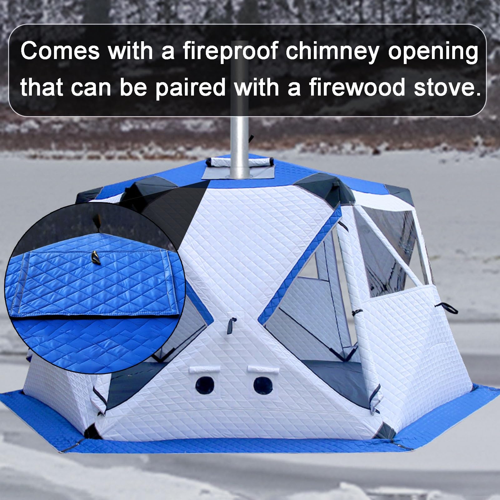Ice fishing tent Namiot wędkarski pod lodem dla 4-6 osób, przenośny, z wyjmowaną matą podłogową, idealny na piesze wędrówki