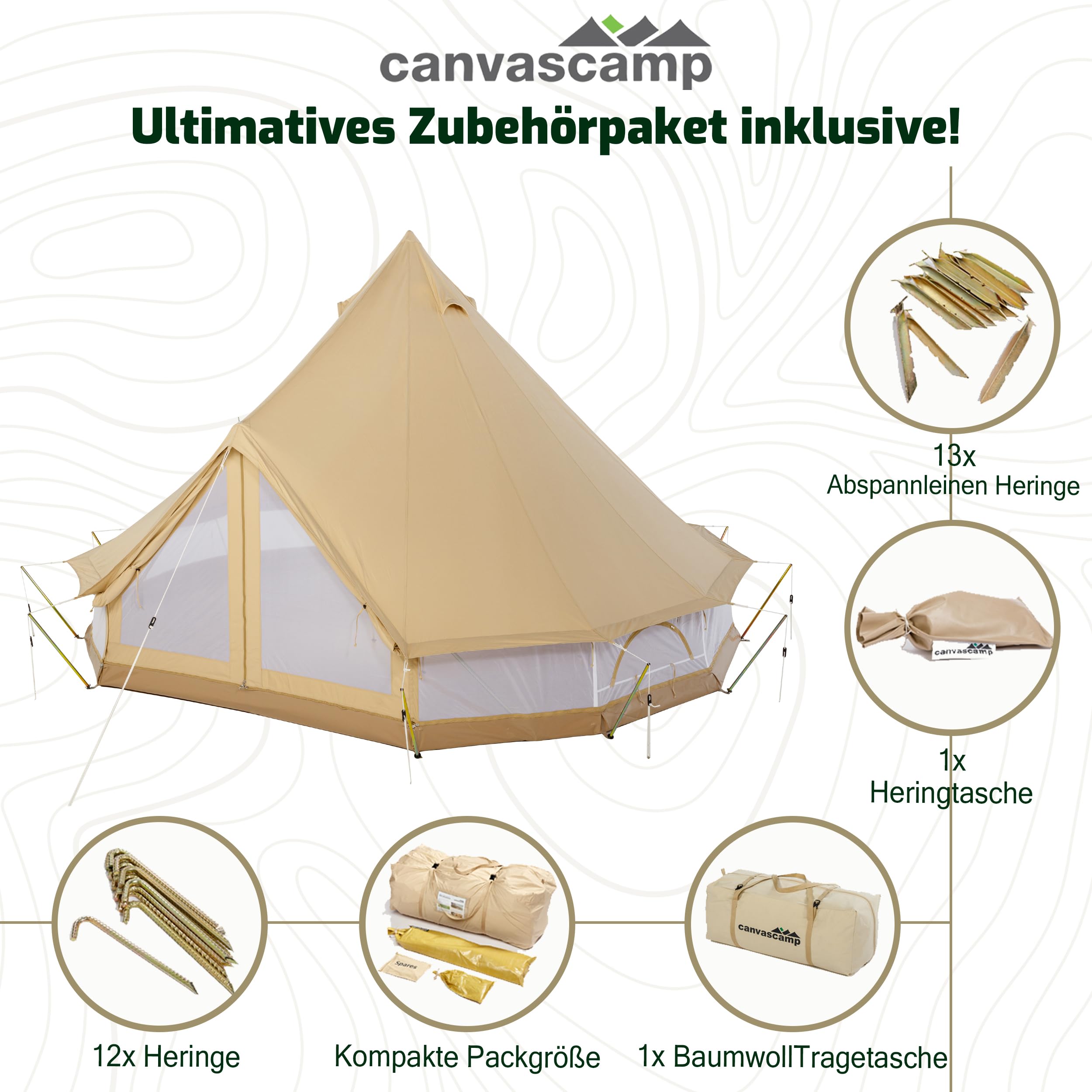 CanvasCamp Sibley 450 Ultimate Tent for 6 People, Waterproof