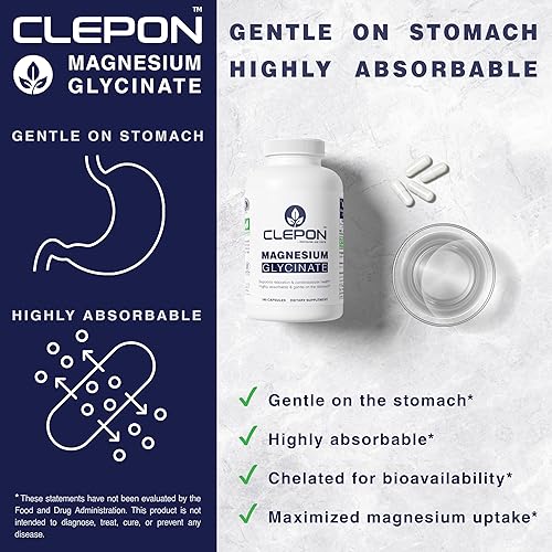 Miniatura 7 de Glicinato de magnesio, quelado, altamente absorbente y suave para el estómago, suplemento para la salud del corazón y los huesos, sueño reparador,