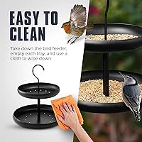 Vista 7 de Monarch Abode Comedero colgante para pájaros al aire libre – Comedero colgante para pájaros con dos niveles para pájaros silvestres, negro mate