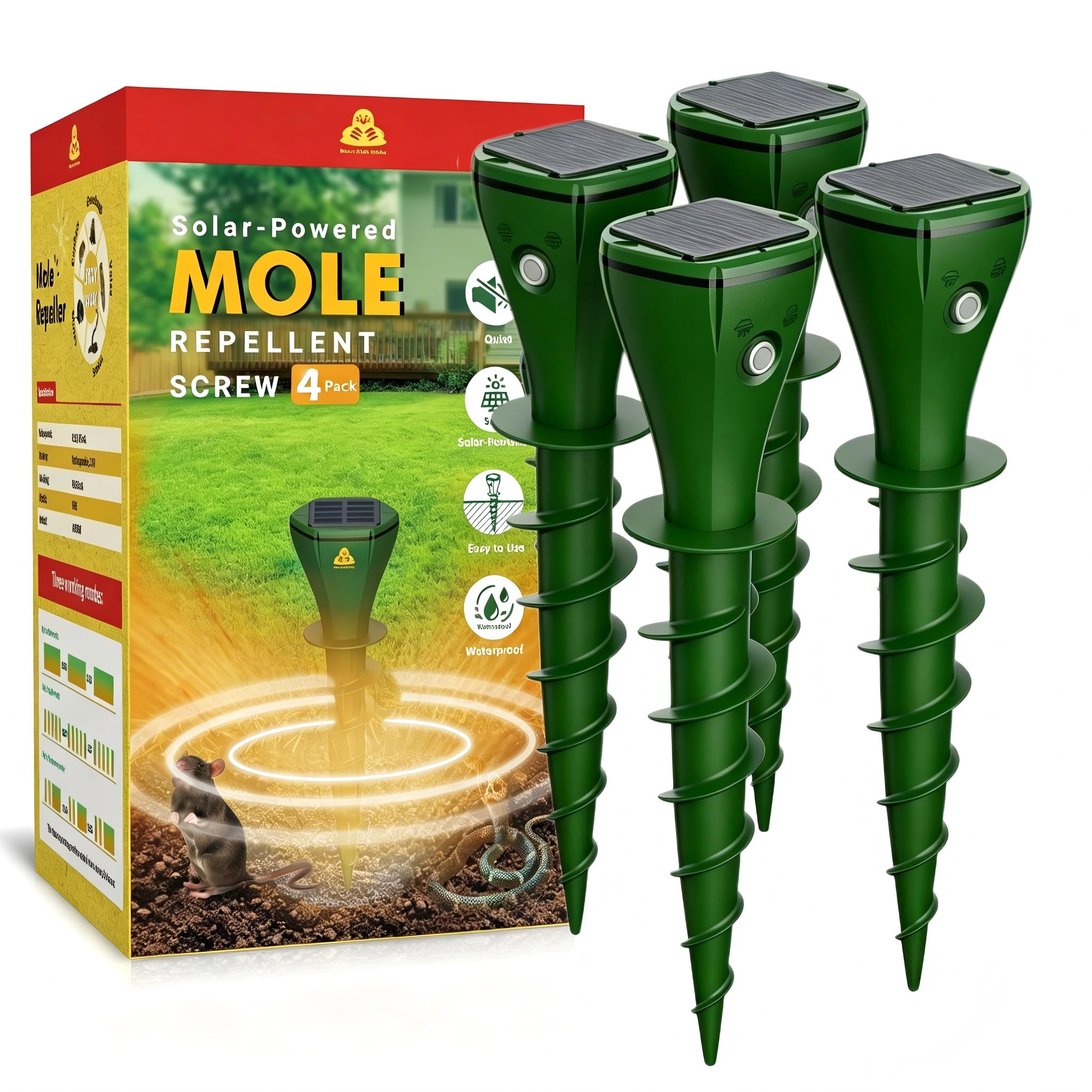 4 Pack Ultrasonic Solar Stake
