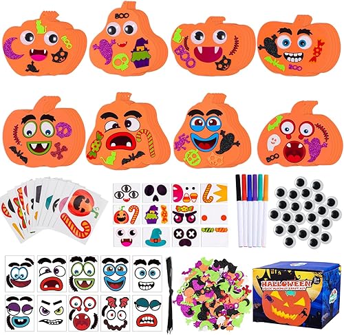 Max Fun 332 piezas de manualidades de Halloween para niños, actividades de Halloween, calabazas de espuma para manualidades, kits de regalo, juego