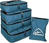 5 Set Packing Cubes for Travel Large Suitcase Luggage Organizer Bags Travel Accessories Vacation 4 Cubes 1 Laundry Pouch Bag, Snow Teal, L