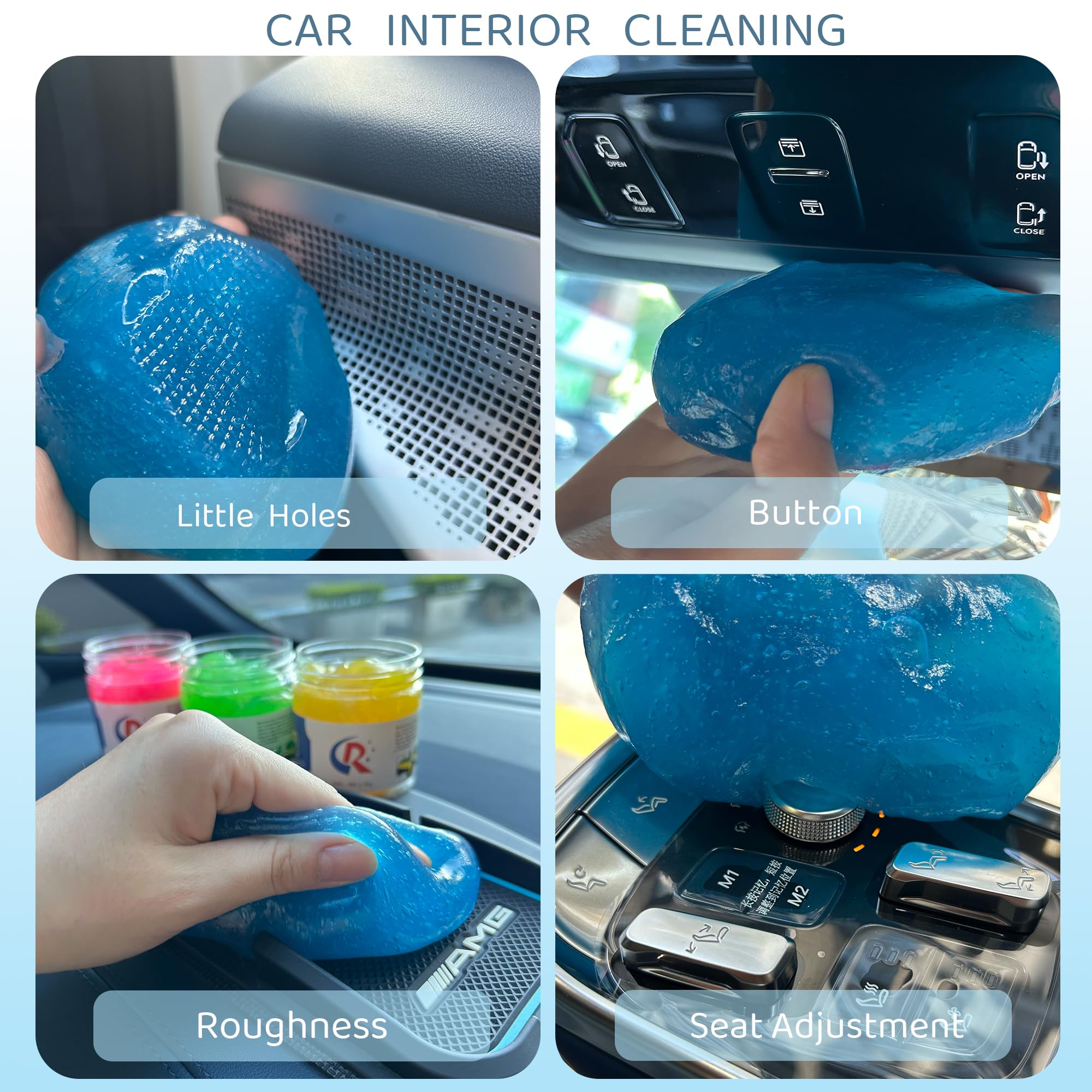 12er-Pack Auto-Reinigungsgele, Auto-Innenreiniger, Kittschleim, Auto-Detailing-Werkzeuge, universelles Staubentfernungs-Reinigungsset für Autozubehör, Lüftungsschlitze, 3C, Büro, vier Duft