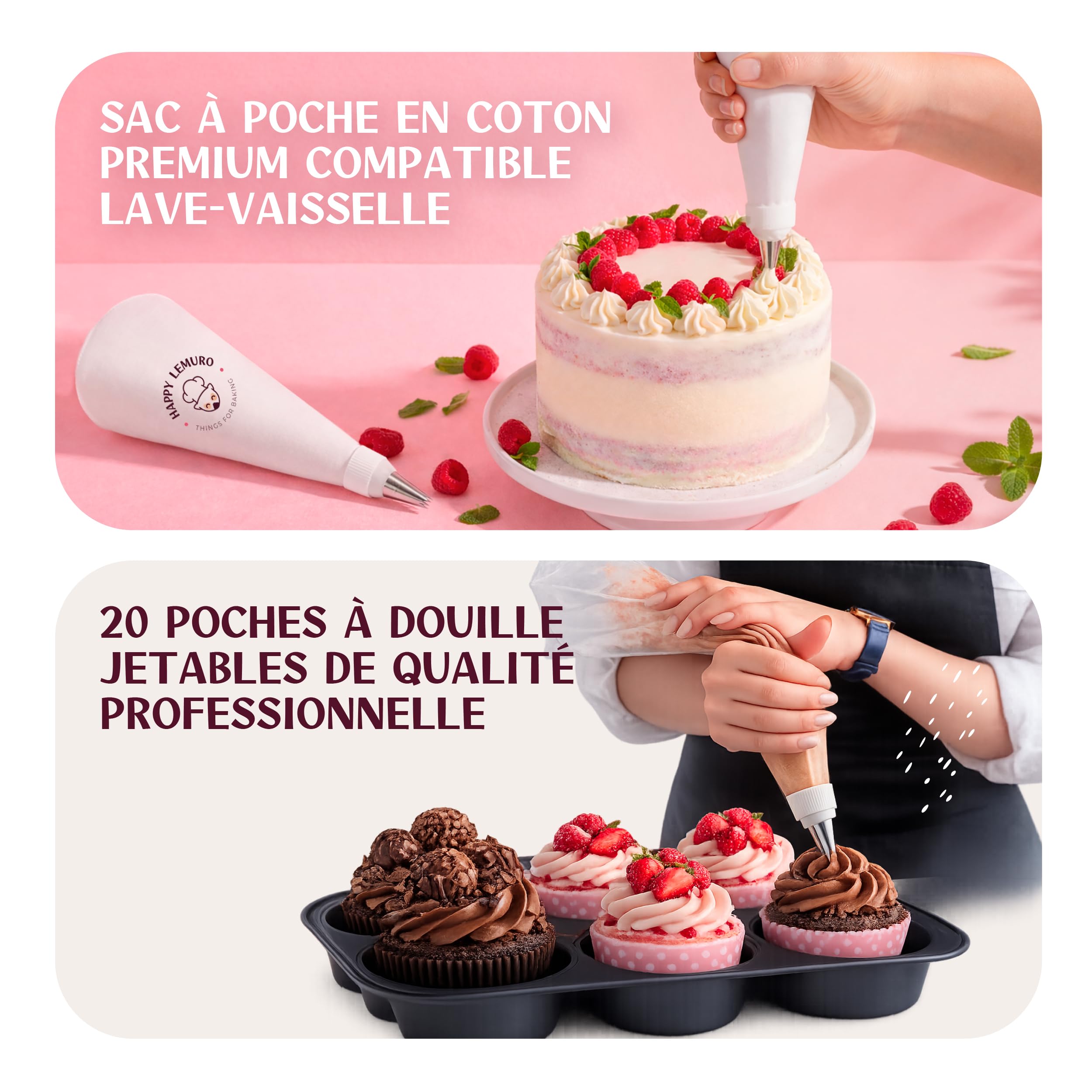 Kit pâtisserie Complet avec Plateau tournant, Coupe-gâteau, Poches à Douille et Douilles INOX - Accessoires décoration gâteau pour débutants et confirmés