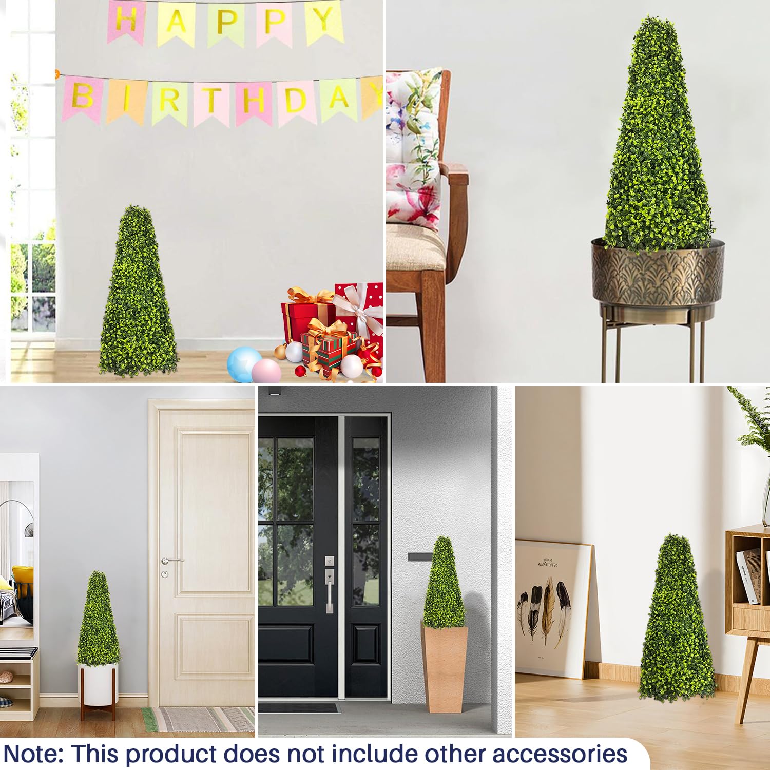 Windscreen4less 2 Packs Artificial Topiary Trees Faux Plant Tower Fake Tree Decoration for Home Front Porch Garden Yard Office Indoor Outdoor