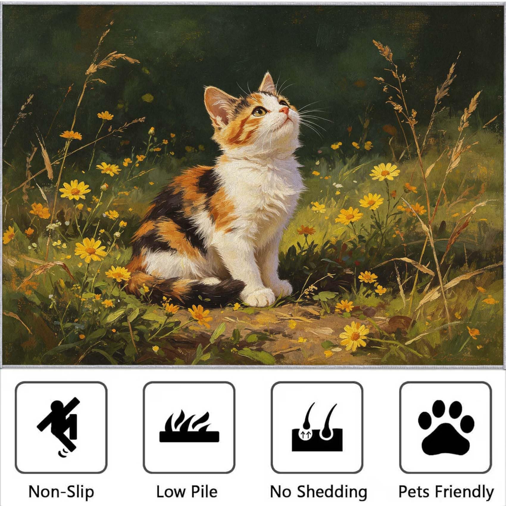 Grand Tapis de Salon Chambre 3D Chat, 200x300cm