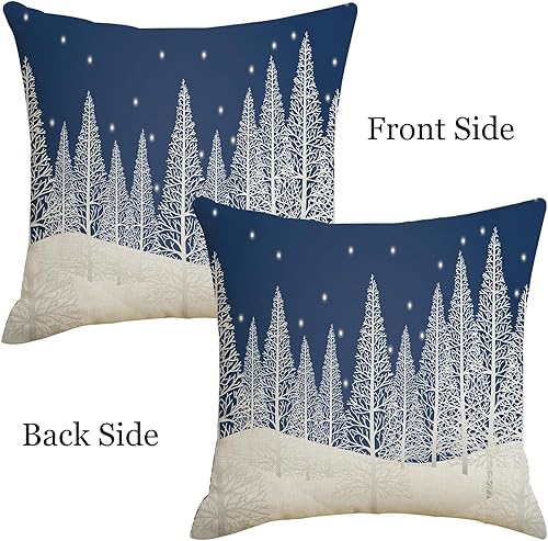 Miniatura 9 de Juego de 2 fundas de almohada decorativas de lino verde oscuro y gris para primavera e invierno de 18 x 18 pulgadas, para decoración de sofá al aire