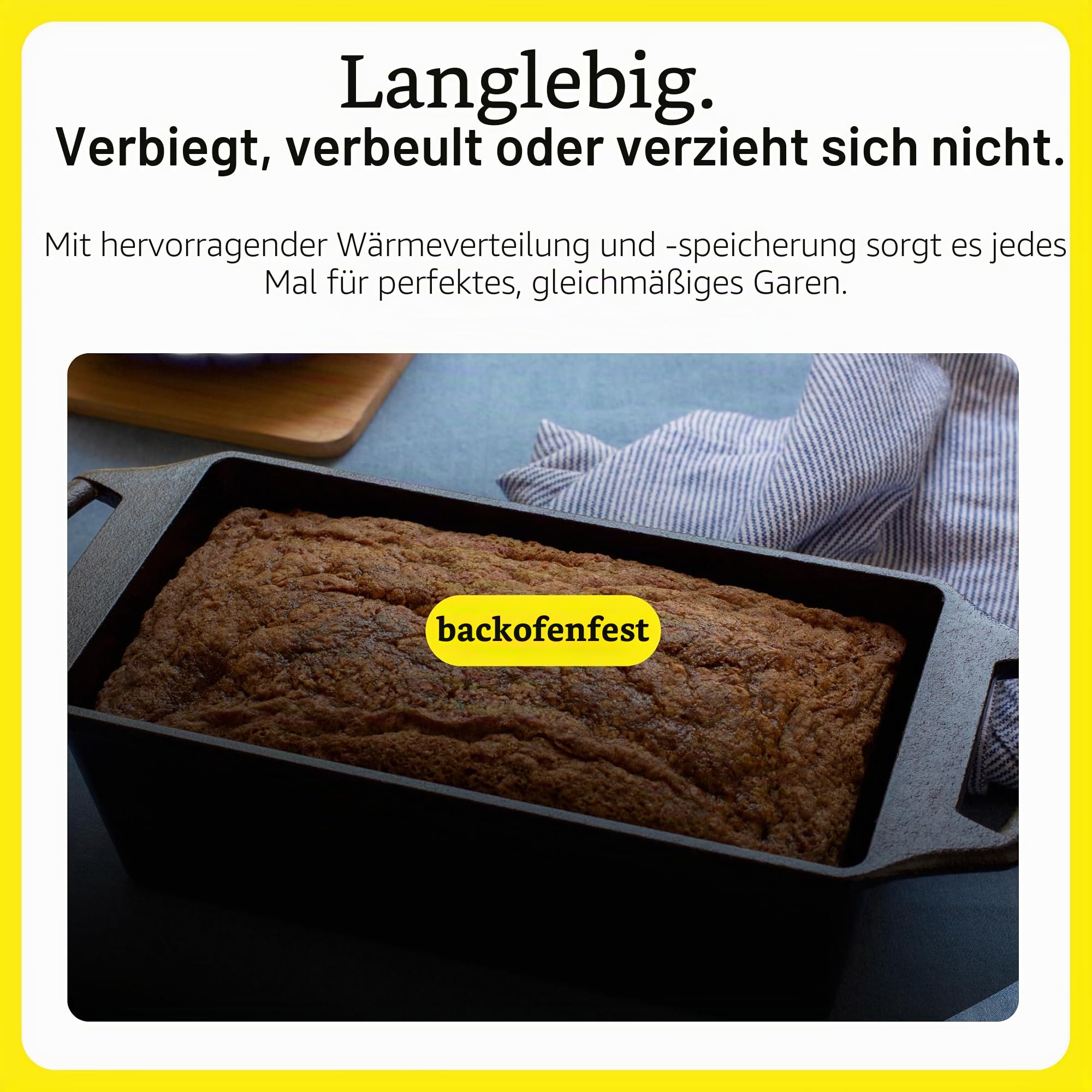 Lodge Kastenform Classic 22x11, 5 cm, Gusseisen, schwarz, PFAS-frei | Brotbackform, Bananenbrot, Kuchen & Hackbraten, einsatzbereit, ofengeeignet, gleichmäßige Wärmeverteilung, langlebig