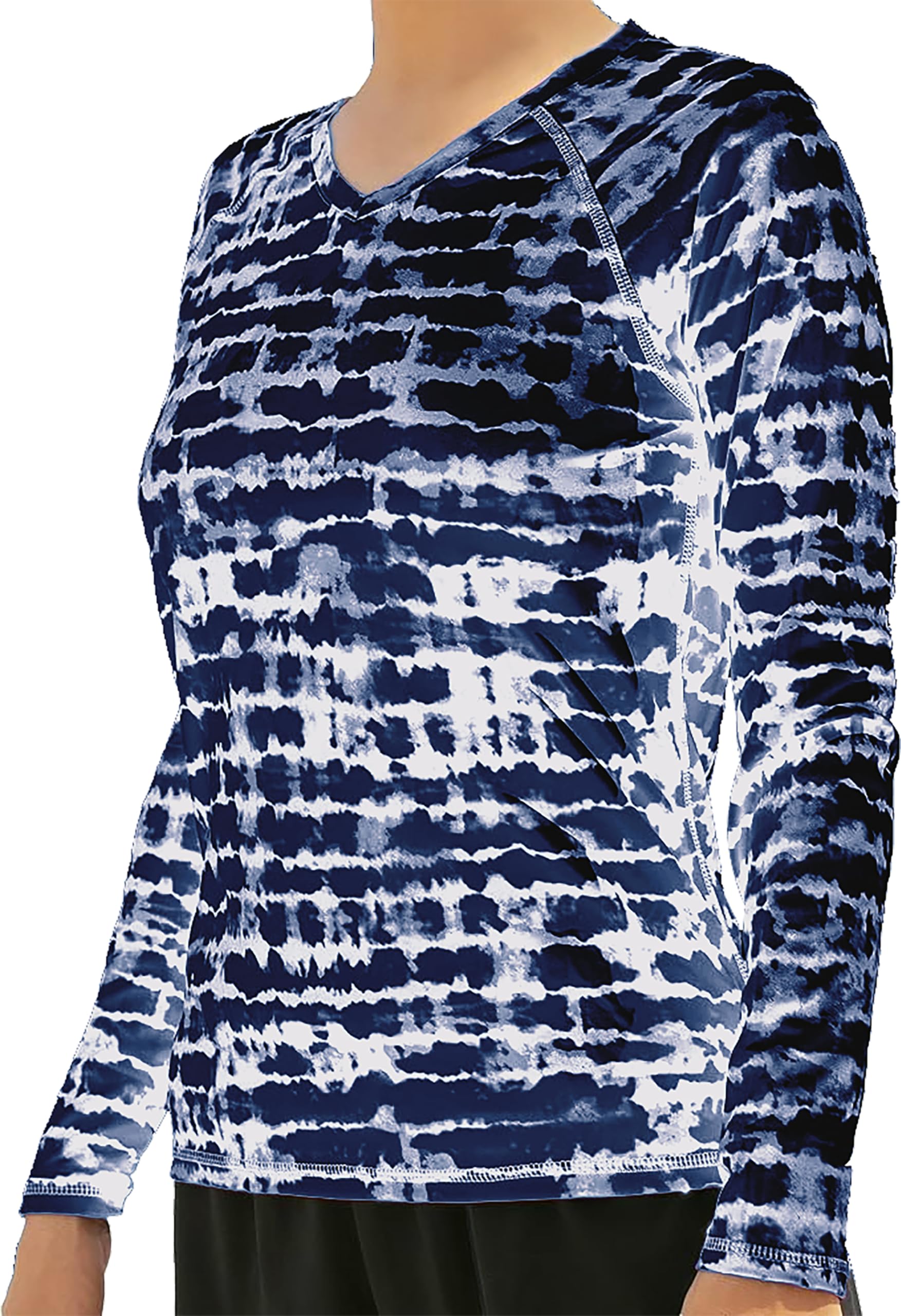 Camisa rash guard para mujer Kanu Surf en color harmony navy talla L para playa 7
