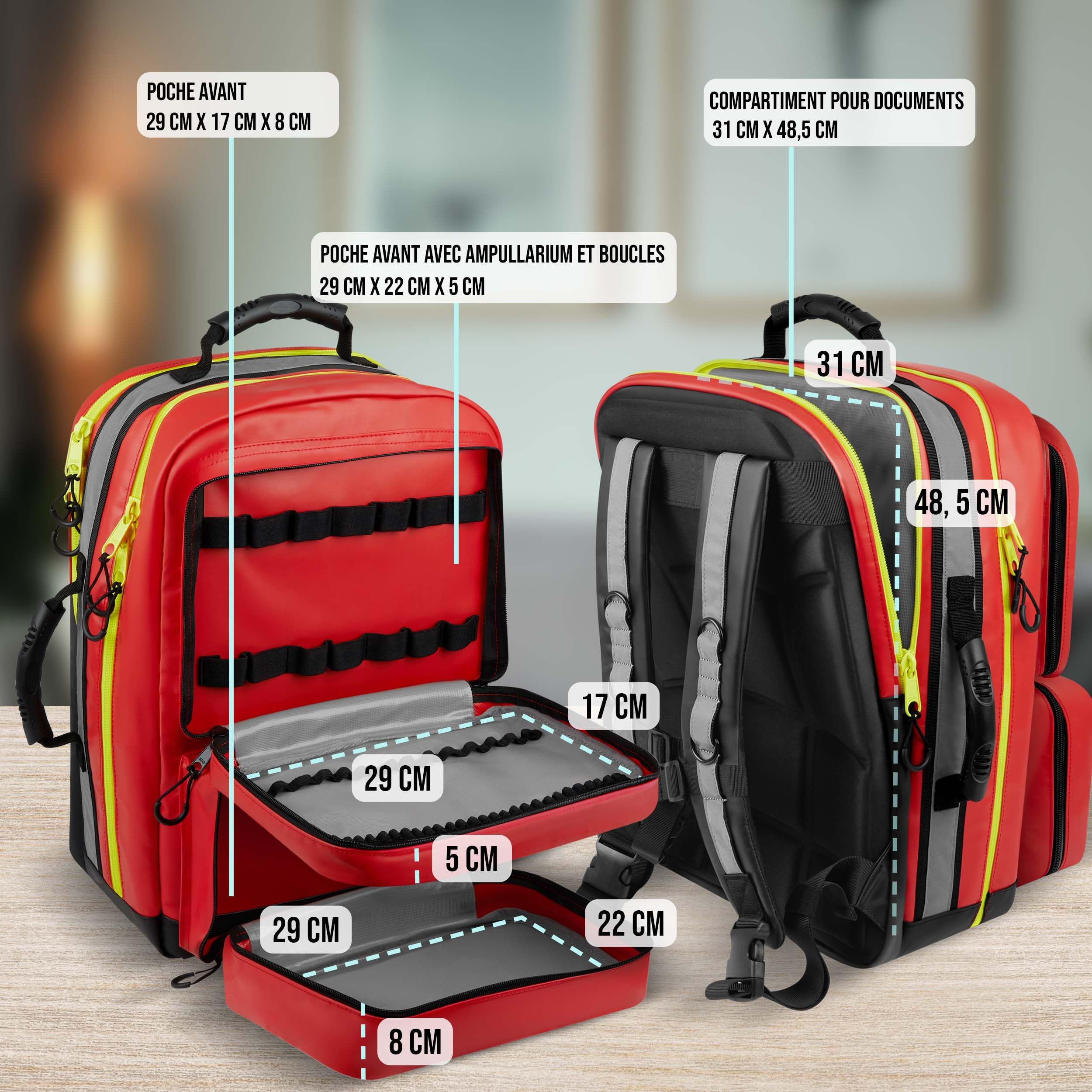 Pulox Sac à dos de premiers secours - Grand Sac à dos médical d'urgence professionnel avec système modulaire - complet avec contenu Advance
