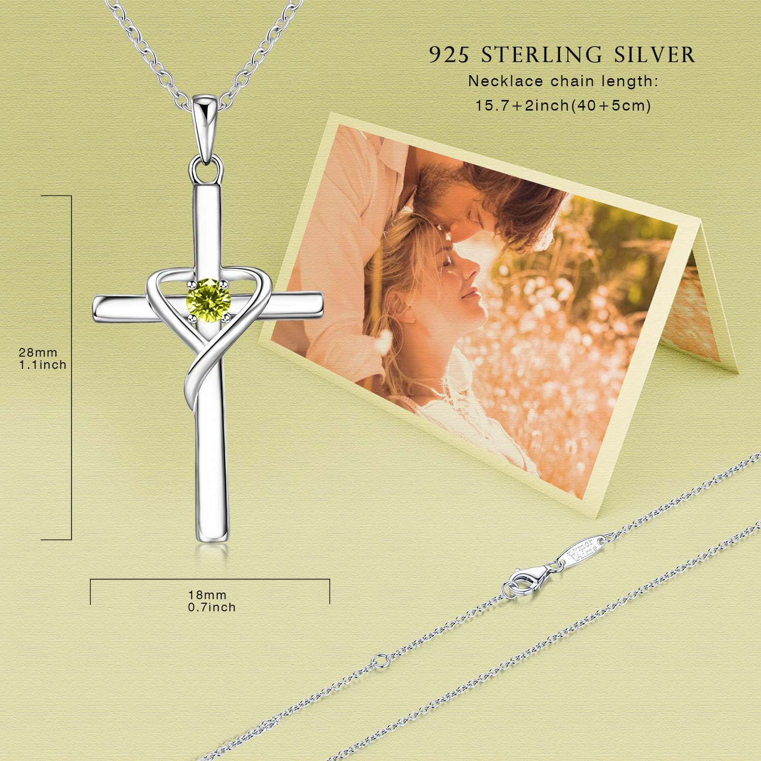 AmorAime 925 Sterling Silver Cross Necklace for Women Men 14K Gold Plated 5A CZ Birthstone Necklaces for Holiday - Image 3