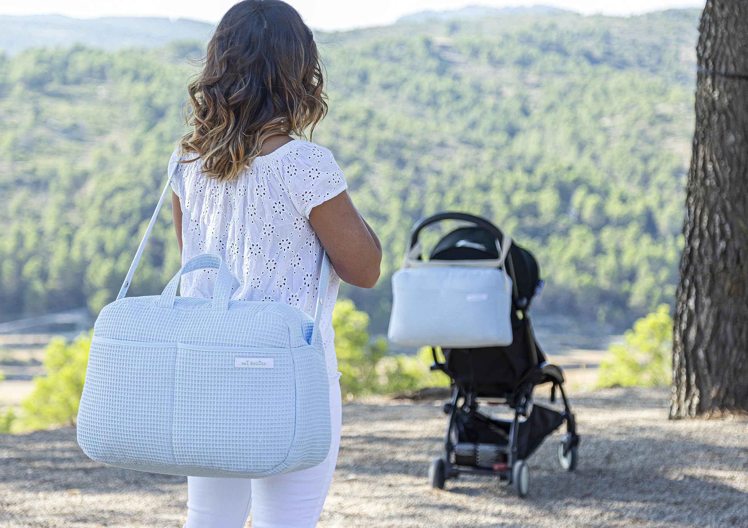 Bolso de maternidad Crossbody para carrito de bebé y para hospital. Bolsa organizadora práctica y elegante de gran capacidad. Producto fabricado en España.