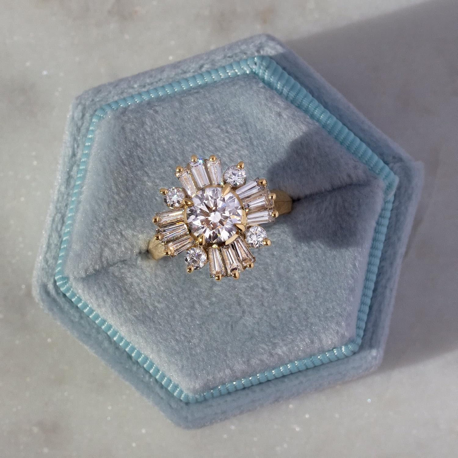 Kobelli Lab Grown Diamond (FG/VS) Ballerina Halo Engagement Ring 14k Gold