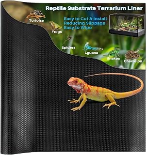 MAQIHAN 6.5FT Black Reptile Substrate Mat - Customizable Terrarium Carpet for Bearded Dragons, Leopard Geckos, Snakes, Tortoises