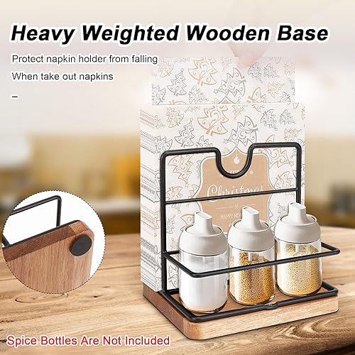 Miniatura 5 de Livabber Napkin Holder, Metal Napkin Storage with Salt and Pepper Shakers Caddy Modern Napkin Dispenser for Table Kitchen Countertop, Not Including