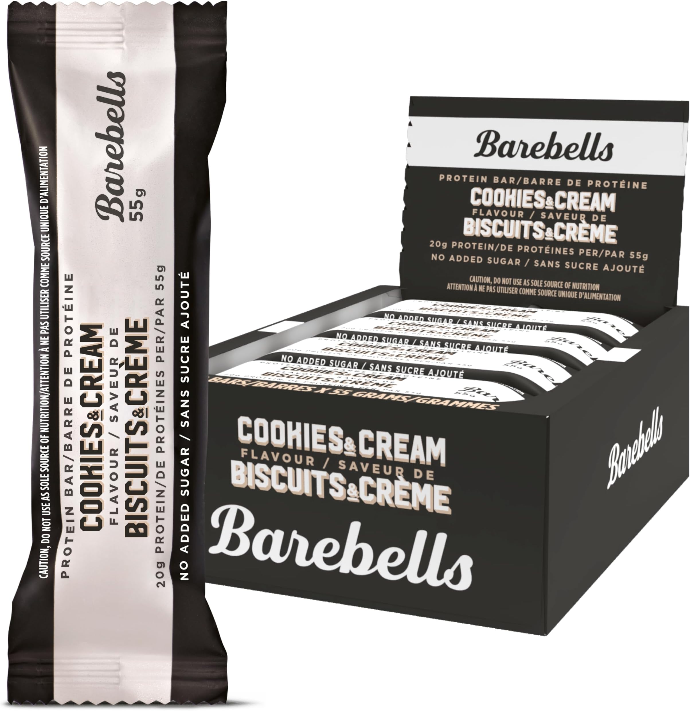 Protein Bars Cookies & Cream - 12 Count, Pack of 2 - Protein Snacks with 20g of High Protein - Chocolate Protein Bar with 1g of Total Sugars - On The Go Protein Snack & Breakfast Bars