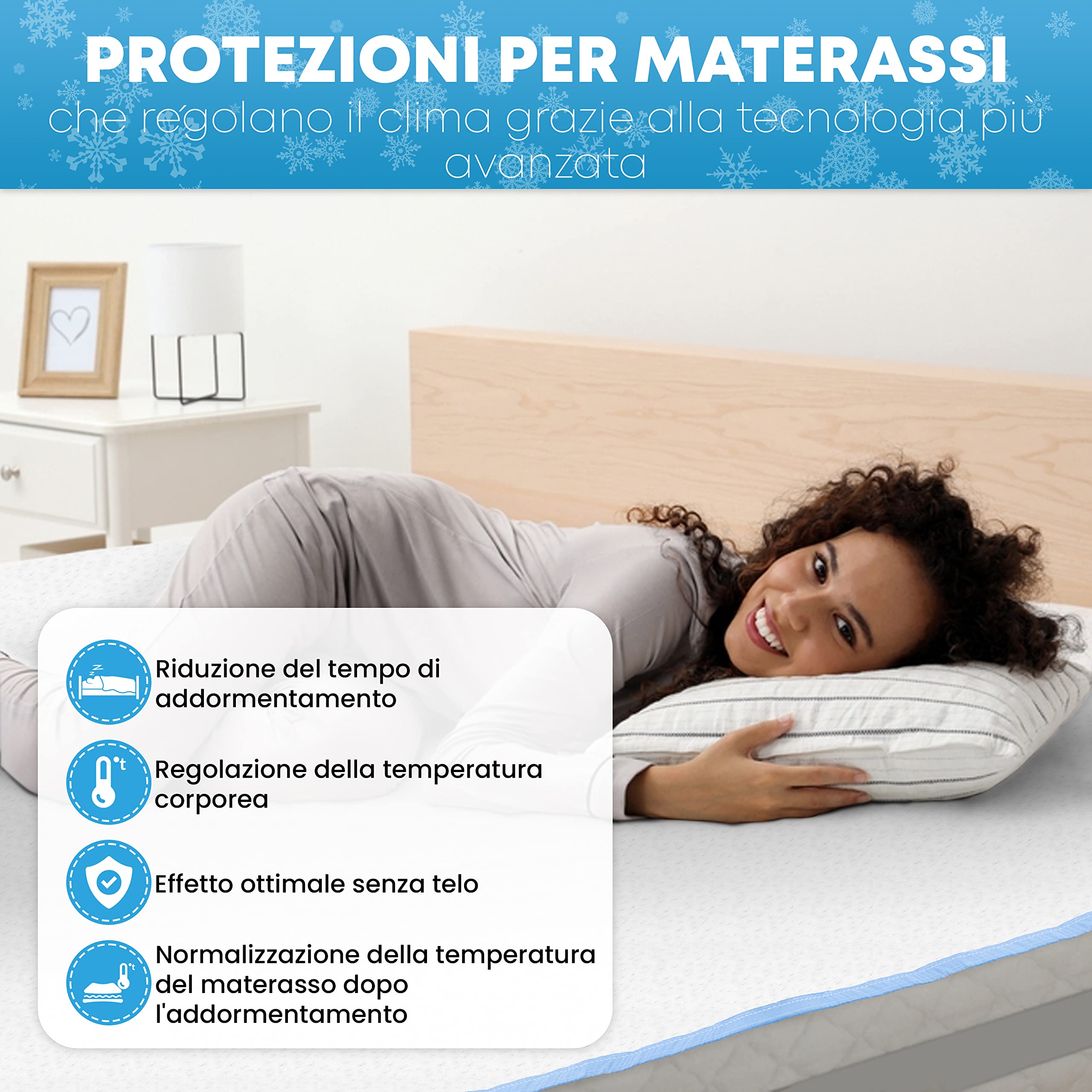 Premium Mattress Protector Regolazione del clima - effetto rinfrescante - sonno ottimale - topper da viaggio ideale per le notti calde - topper per materasso 80x200