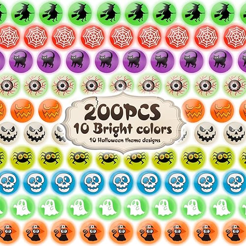 Miniatura 9 de 72 bolas de rebote que brillan en la oscuridad, 8 diseños temáticos de Halloween para suministros de fiesta de Halloween, recompensas de juegos de