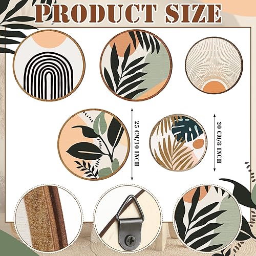 Miniatura 3 de 5 piezas de arte de pared bohemio de madera para sala de estar, decoración bohemia para colgar en la pared, decoración geométrica de granja de 10 y