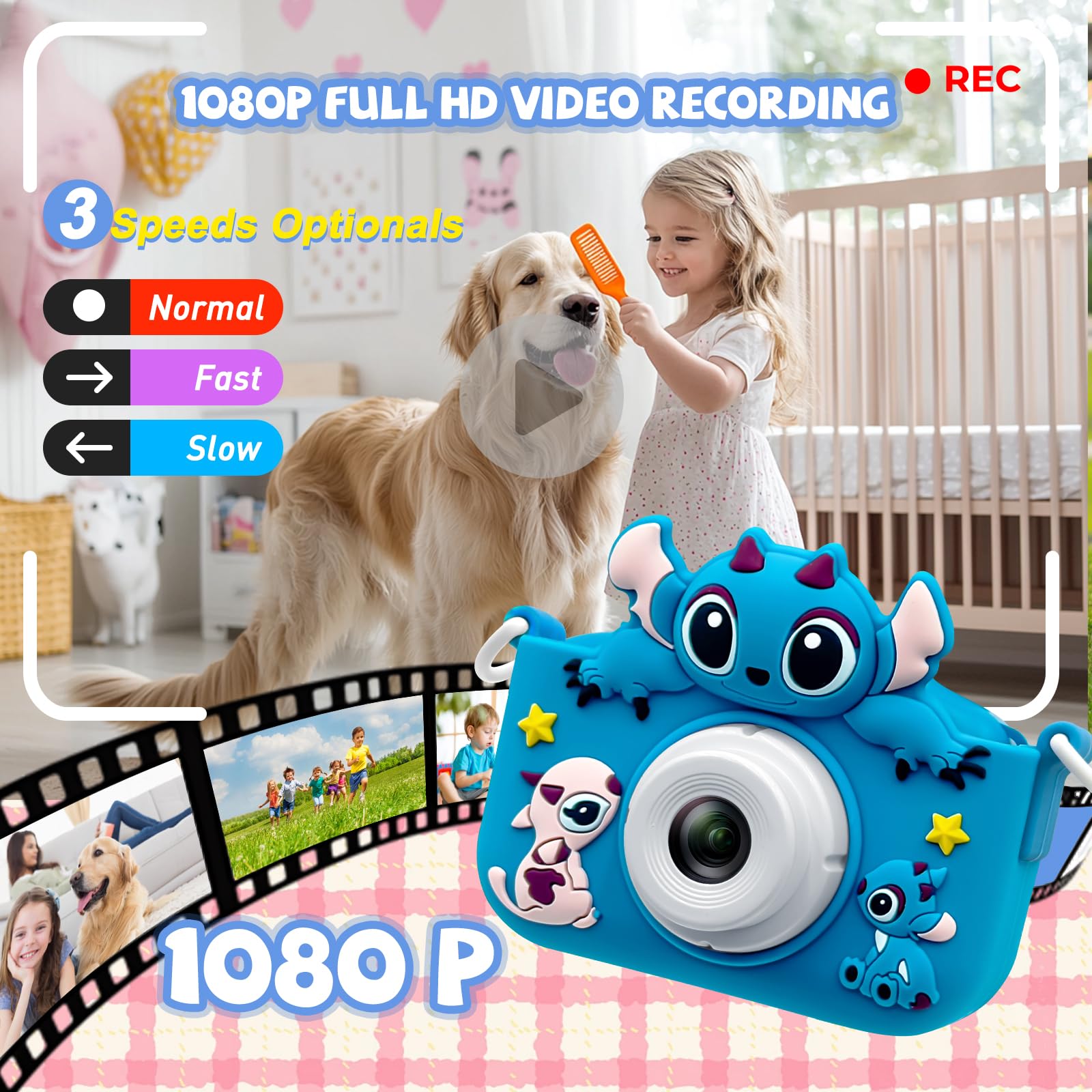 Cámara digital para niños pequeños, cámara de juguete para niñas pequeñas de 3, 4, 5, 7+ años, regalos de cumpleaños para niños, cámara digital de 40 MP de doble lente 1080P HD video selfie cámara con 5