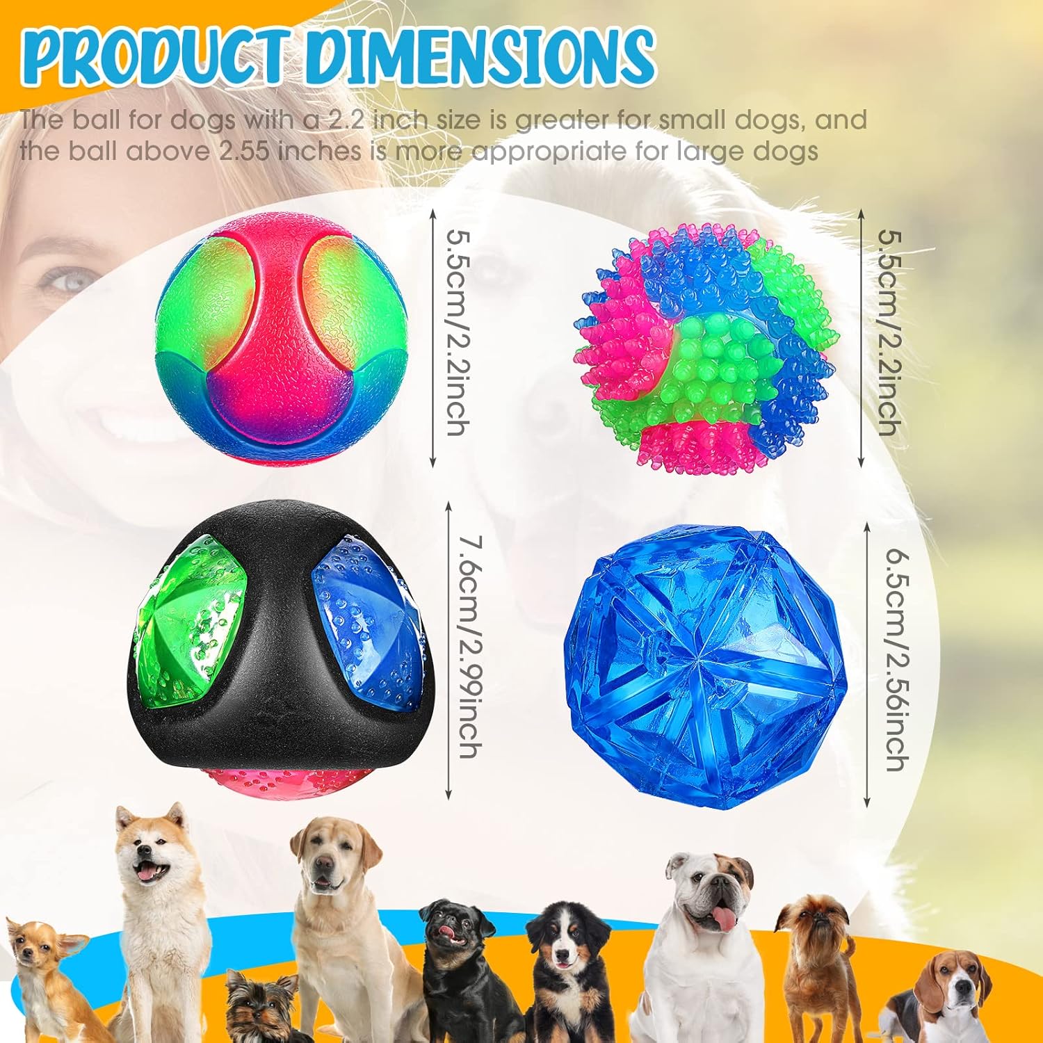 Buy Hanaive 6 Pieces Light Dog Ball Flashing Light LED Ball for Dog TPR