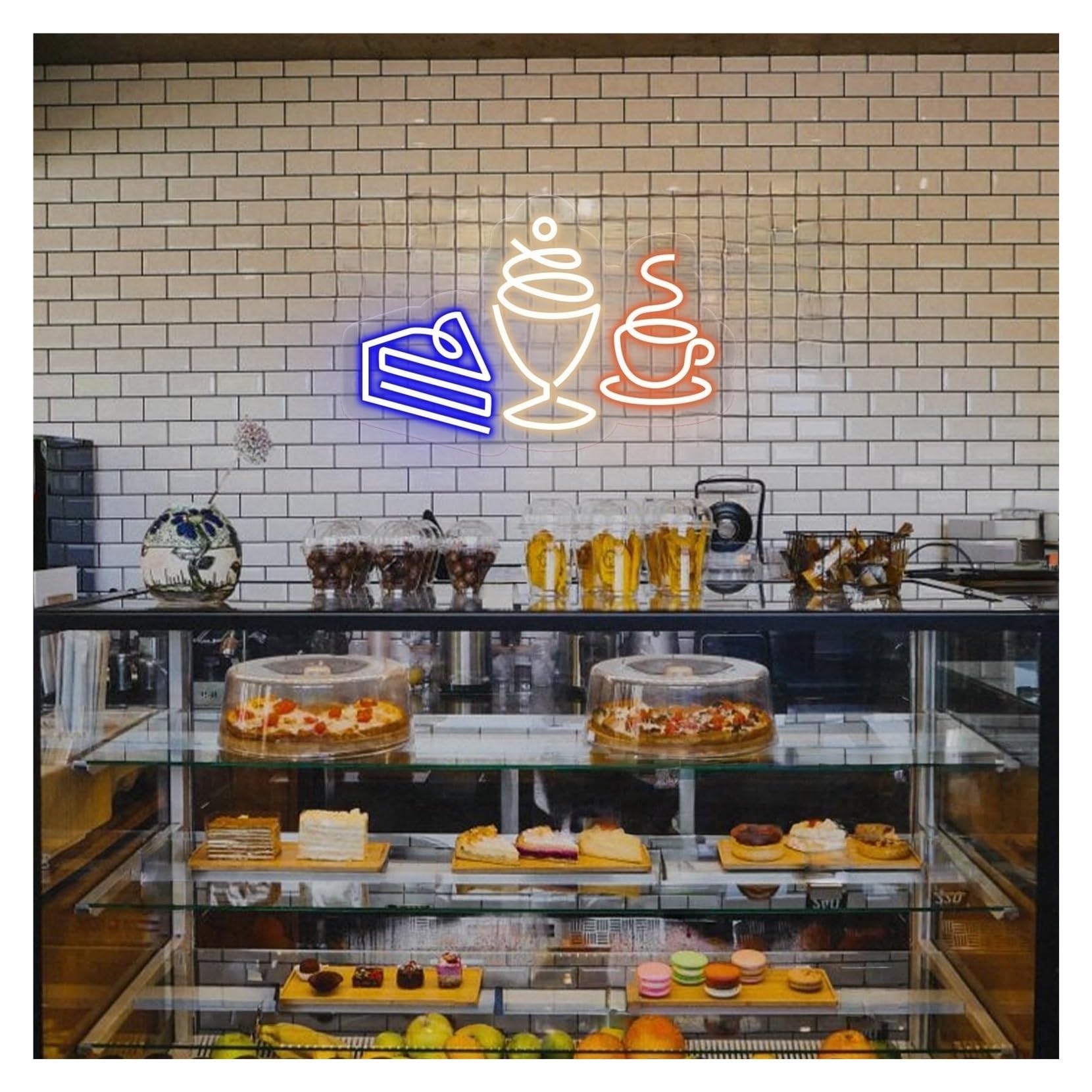 RONGCH Hanging Art Signs Dessert Neon Sign,Suitable for Cake, Ice Cream & Coffee Store Wall Decor with Dimmable 26cmx40cm(E)