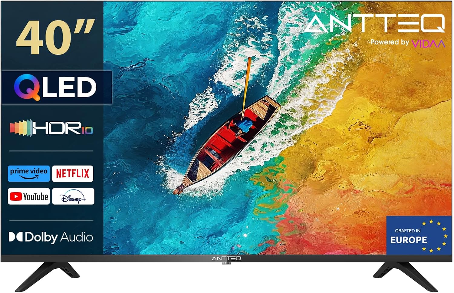 Antteq AV40F5Q 2K QLED Smart TV 40 Pollici Bluetooth con HDR10 Triplo Tuner HD…