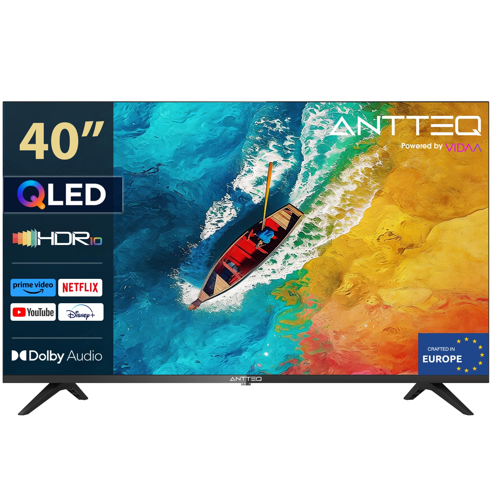 Antteq AV40F5Q 40 Pollici 2K QLED Smart TV HDR10 Bluetooth Triplo Tuner HD DVB-C/-S2/-T2