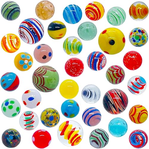 Miniatura 2 de 40 canicas de vidrio para niños, varios tamaños, brillan en la oscuridad, canicas de disparo, juego a granel para niños y niñas de 6 años en adelante