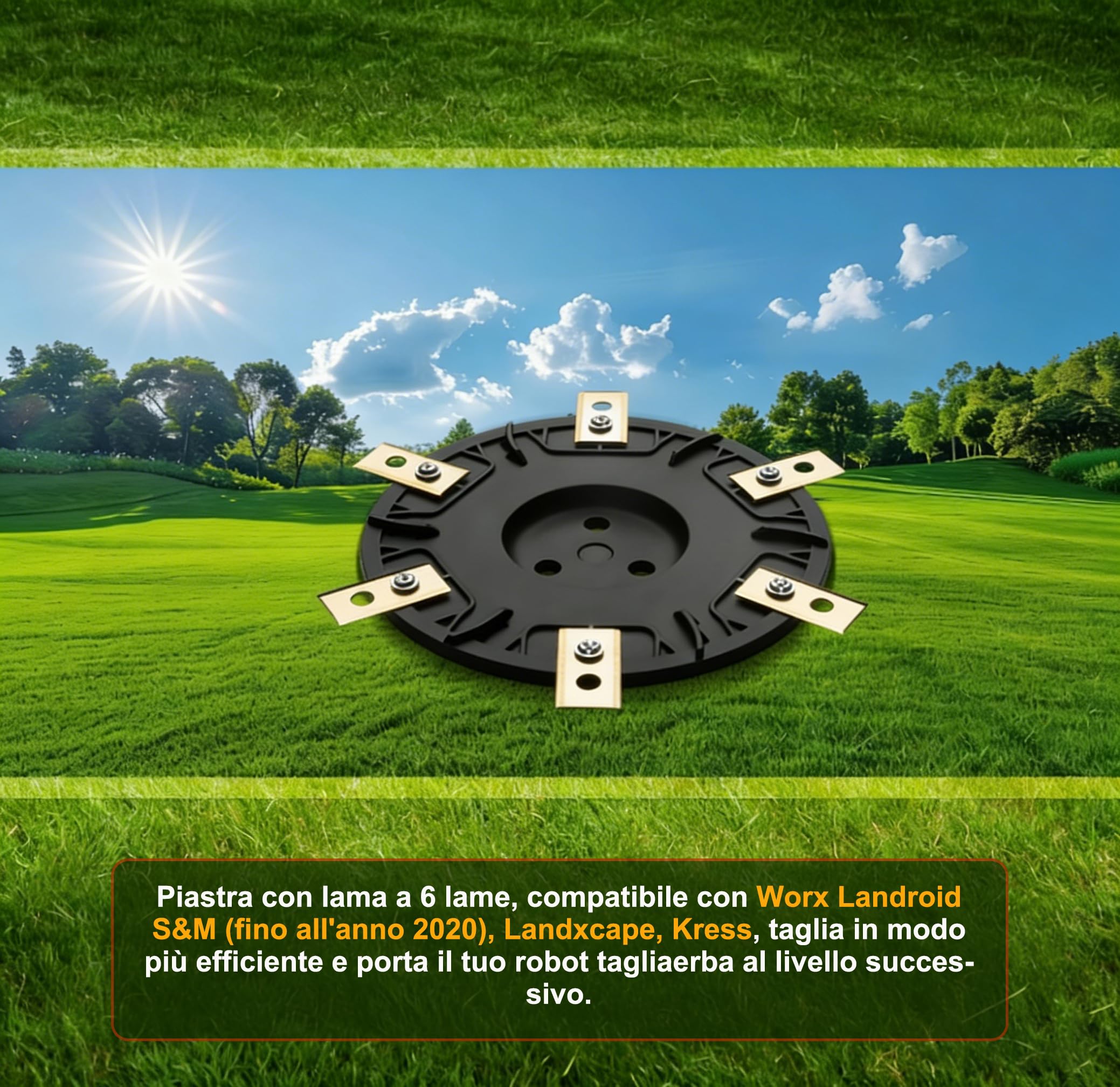 Dischi Lama + 6 Pezzi Lame Compatibili con Worx Landroid S&M (fino all'anno 2020), Landxcape, Kress, Compatibile con Einhell Freelexo