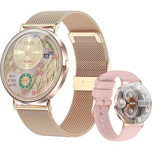 Smart Watch for Women, Gold Metal Band, Ultra-Slim 41mm All-Metal, 1.32" AMOLED Display, Bluetooth Calling, Health & Fitness Tracker, 150+ Sports Modes, iPhone & Android