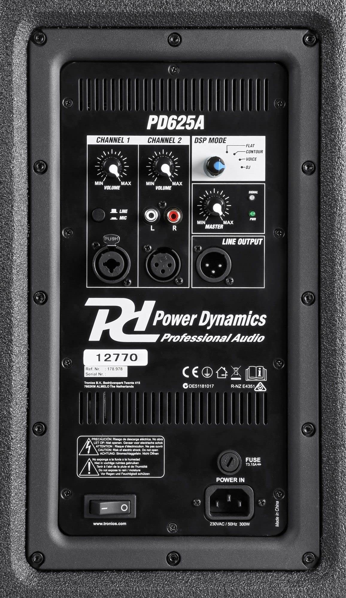 Power Dynamics PD625A Enceinte Active 2X 15, Puissance Max 1600 Watts, Sono Professionnelle, Boitier Résistant Très Solide avec Poignées