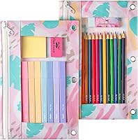 Vista 20 de Mr. Pen Estuche de tela para lápices con 3 agujeros para carpeta, color negro, juego de 2