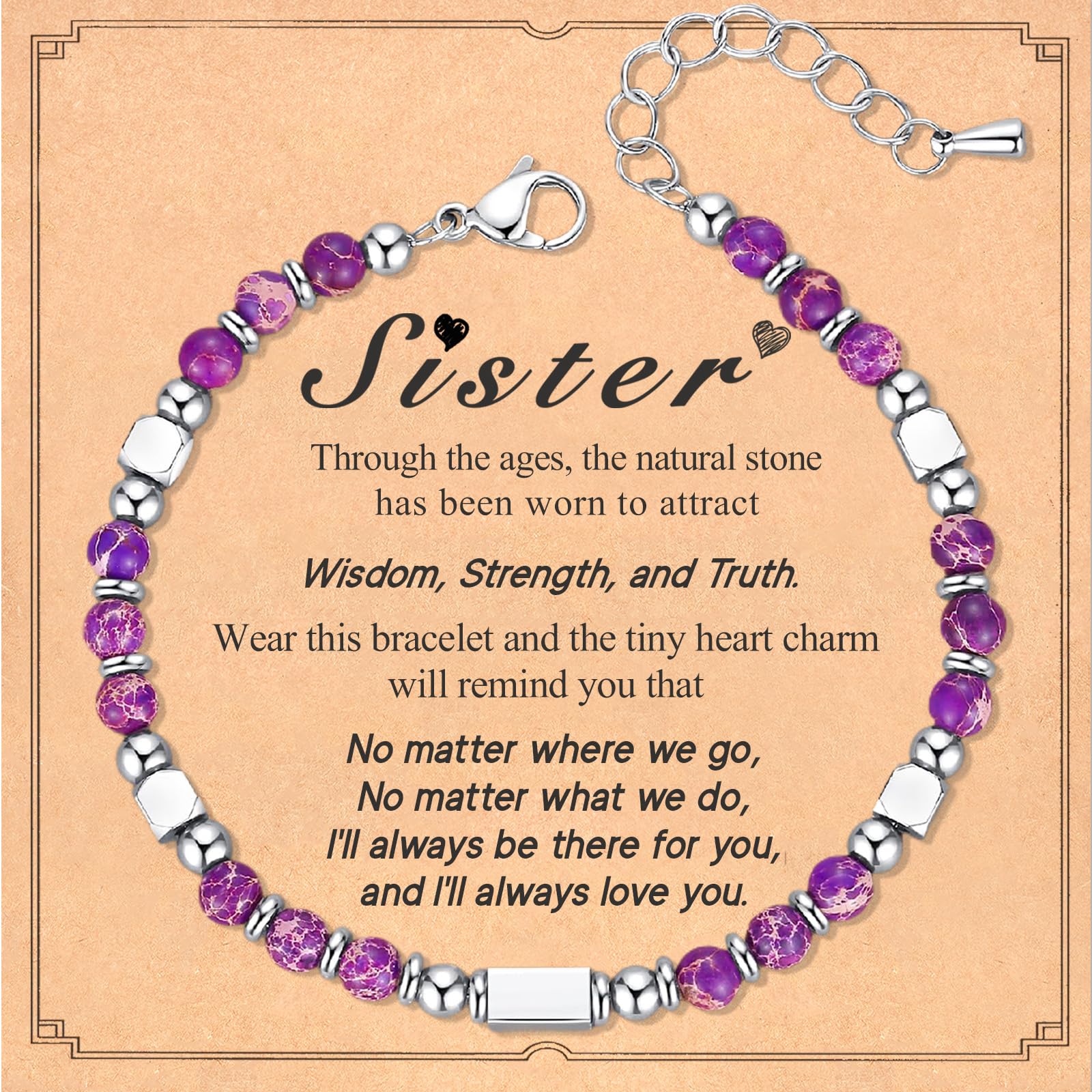 Nature Stone Bracelet, Trendy Teen Girl Gift Ideas with Quote Card for Birthday Christmas Easter Valentines