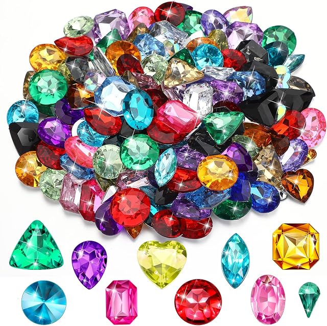150 Pieces Pirate Treasure Multi-color Acrylic Diamond Fake Jewels for Kids Bling Fake Diamonds Gems Pirate Jewels Gemstone for Halloween Pirate Party Table Decorations Hunt Party Favors Pretend Play