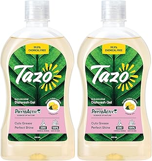 Dishwash Gel Liquid (500ML Pack of 2), Antimicrobial Dishwasher Liquid Effective On Grease & Oil, Biodegradable & Plant Powered, Safe Dish Cleaner For Baby Bottles & Utensils, Kills 99.99% Germs