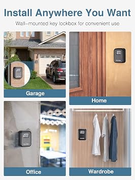 Puroma Security Key Lock Box 4-Digit Code Large Outdoor Wall Mount Lockbox