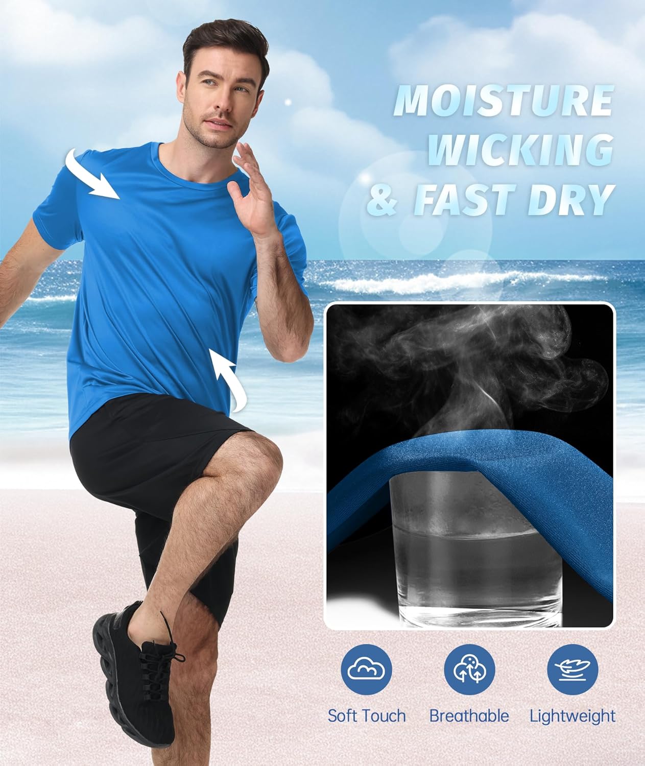 ZITY 3 Pack T Shirts for Men UPF 50+ Workout Swim Shirt Fast Dry Moisture Wicking Athletic T-Shirts for Running Gym - Image 4