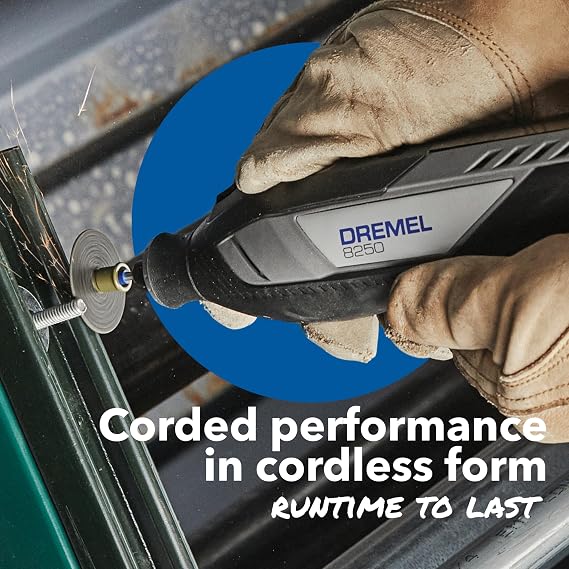 Dremel 8250 12V Cordless Rotary Tool 5.000-30.000 RPM Brushless Multitool kit with Dremel Box, 65 Accessories, 5 Attachments 2 Battery+Charger for Grinding, Drilling, Routing, Grout Removal, Engraving