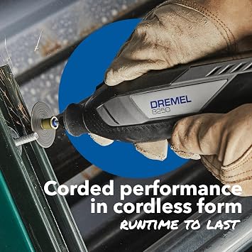 Dremel 8250 12V Cordless Rotary Tool 5.000-30.000 RPM Brushless Multitool kit with Dremel Box, 65 Accessories, 5 Attachments 2 Battery+Charger for Grinding, Drilling, Routing, Grout Removal, Engraving