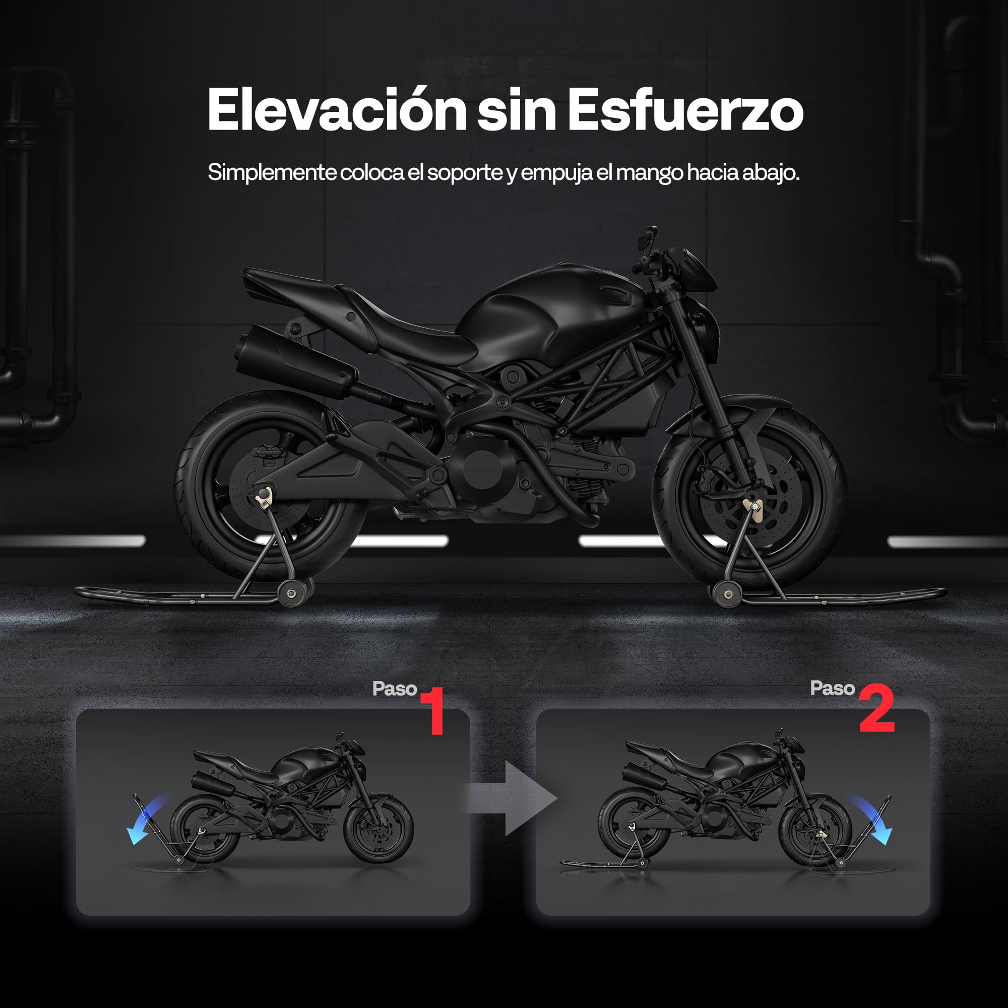 SPECSTAR Caballete Moto Elevador Universal para 400kg de Capacidad Ruedas Delanteras Traseras Combo de Elevación con U+L Carrete de Basculante Ajustable Soportes de Paddock de Trabajo Pesado