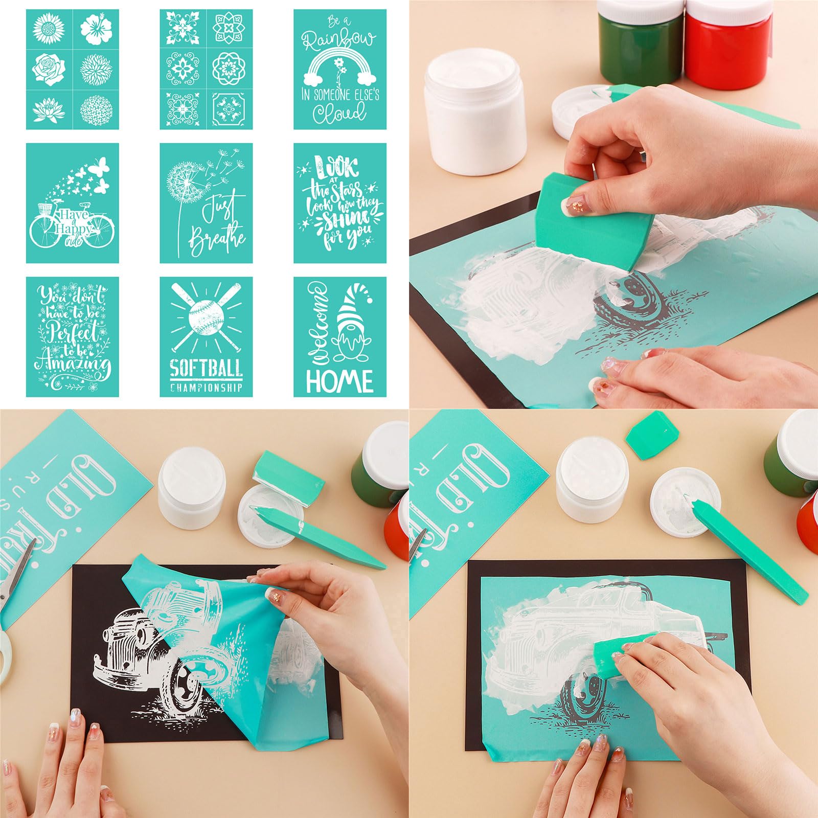 DIIOOMIEEU Silk Screen Stencil Screen Printing Clothes Embossing Christmas Print Stamp Reusable Suppl