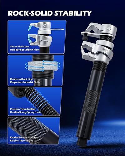 Miniatura 5 de Orion Motor Tech Juego de 2 herramientas de compresor de resorte helicoidal, herramienta de compresor de puntal de 2200 libras para sedán, SUV,