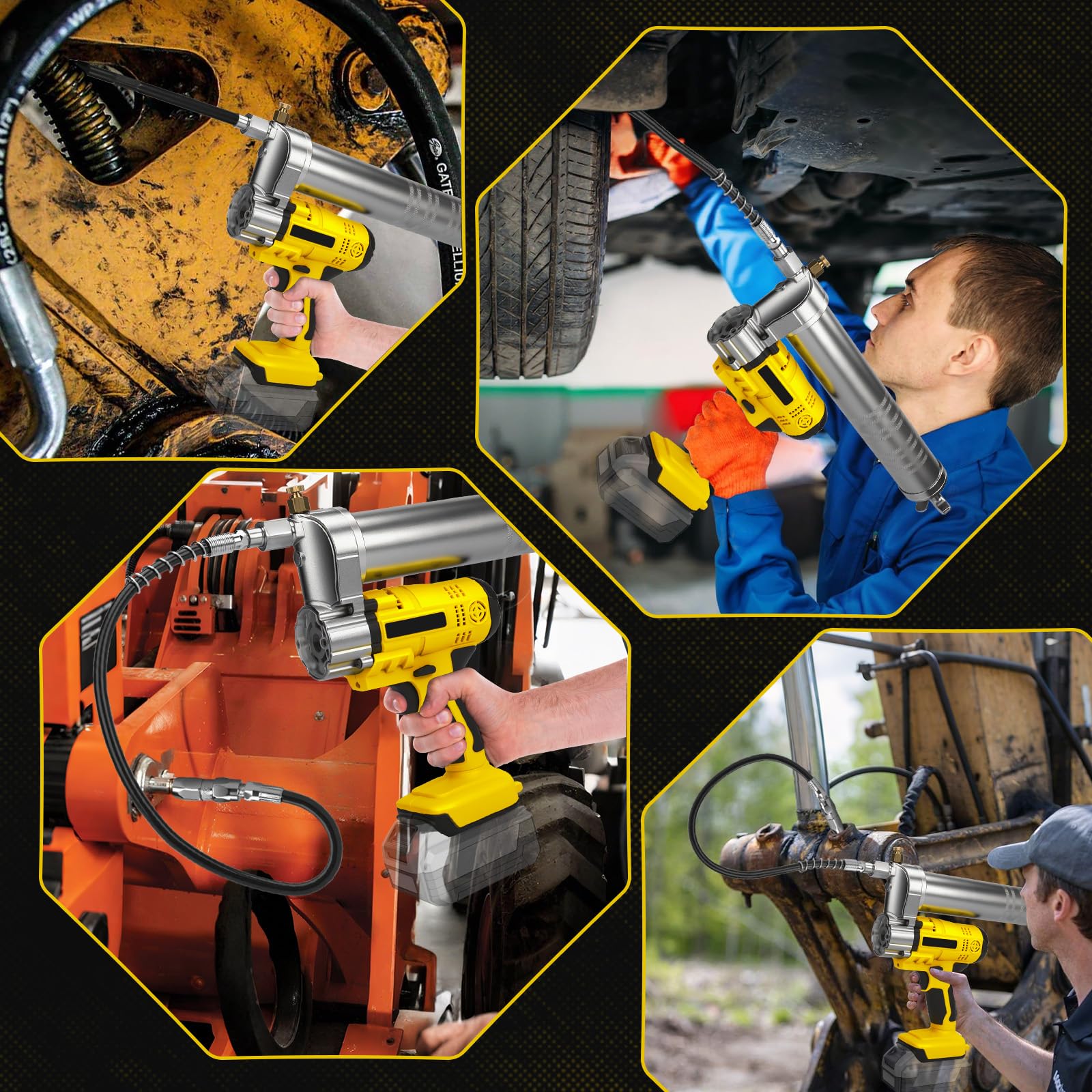 WingFly Pistola Per Grasso Compatibile Con Dewalt 18 V, 20 V, 10000 PSI, Motore senza spazzole, 600 ml, Ingrassatore per lubrificare veicoli e macchine (Senza batteria)