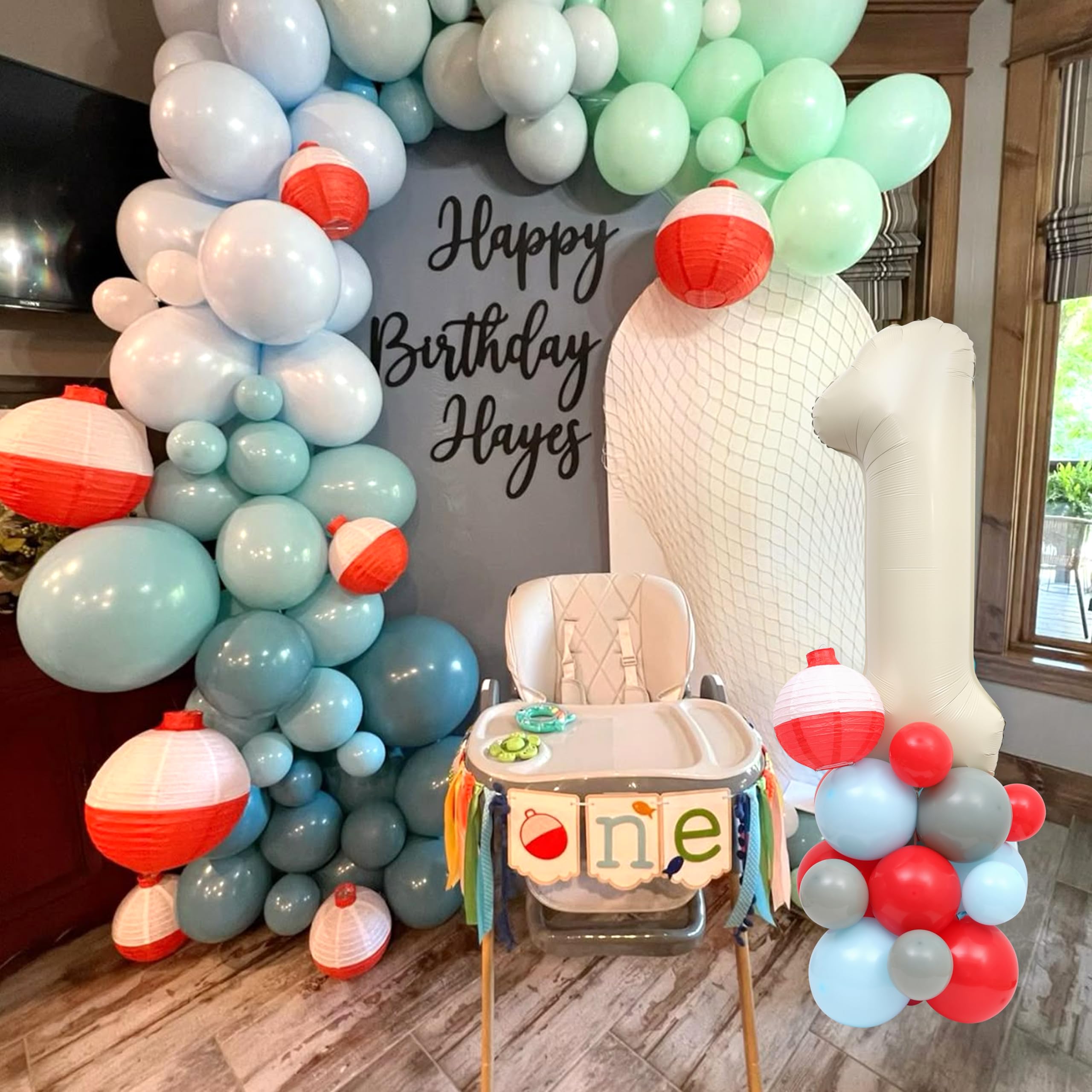 Luftballon-Set zum 1. Geburtstag, rote und blaue Luftballons für Angelpartys, erster Fisch, O Fishally 1. Geburtstag, Dekoration für Babypartys