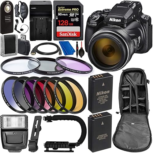 Nikon COOLPIX P1000 Digital Camera with Deluxe Accessory Bundle - Includes: SanDisk Extreme PRO 128GB Memory Card, Extra Battery & Much More