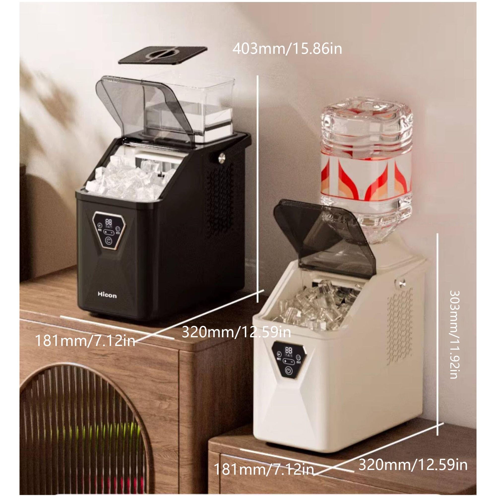 Fabbricatore Di Ghiaccio Portatile, Produttore Di Ghiaccio Automatico, 20 Kg/giorno, Autopulente, più Ingressi Acqua, Con Paletta Ghiaccio, Per Casa, Cucina, Feste, Camper(B)